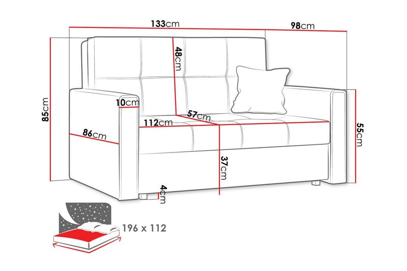Denegal 2-sits liten bäddsoffa i Plysch - Brun - Möbler - Soffa - Bäddsoffa - 2 sits bäddsoffa