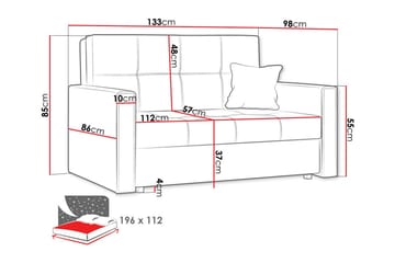 Denegal 2-sits liten bäddsoffa i Plysch - Grå - Möbler - Soffa - Bäddsoffa - 2 sits bäddsoffa