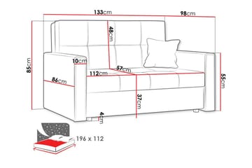 Denegal 2-sits liten bäddsoffa i Plysch - Blå , Grön - Möbler - Soffa - Bäddsoffa - 2 sits bäddsoffa