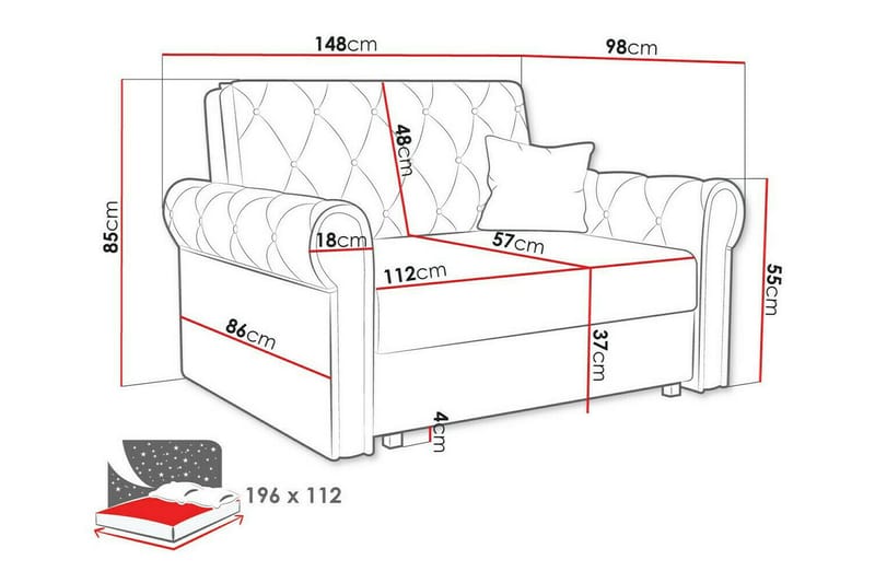 Denegal 2-sits liten bäddsoffa i Plysch - Beige - Möbler - Soffa - Bäddsoffa - 2 sits bäddsoffa