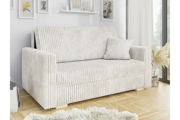 Denegal 2-sits liten bäddsoffa i Plysch - Beige - Möbler - Soffa - Bäddsoffa - 2 sits bäddsoffa