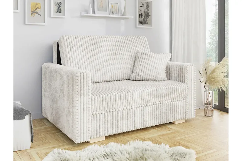 Denegal 2-sits liten bäddsoffa i Plysch - Beige - Möbler - Soffa - Bäddsoffa - 2 sits bäddsoffa