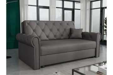 Denegal 2-sits liten bäddsoffa i Plysch - Grå - Möbler - Soffa - Bäddsoffa - 2 sits bäddsoffa