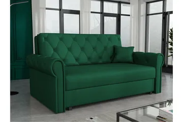 Denegal 2-sits liten bäddsoffa i Plysch - Grön - Möbler - Soffa - Bäddsoffa - 2 sits bäddsoffa