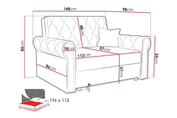 Denegal 2-sits liten bäddsoffa i Plysch - Grön - Möbler - Soffa - Bäddsoffa - 2 sits bäddsoffa