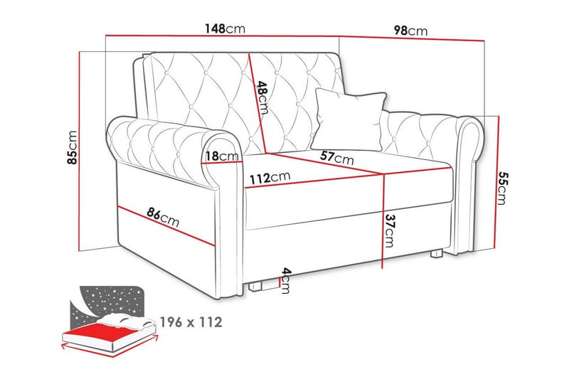 Denegal 2-sits liten bäddsoffa i Plysch - Grön - Möbler - Soffa - Bäddsoffa - 2 sits bäddsoffa