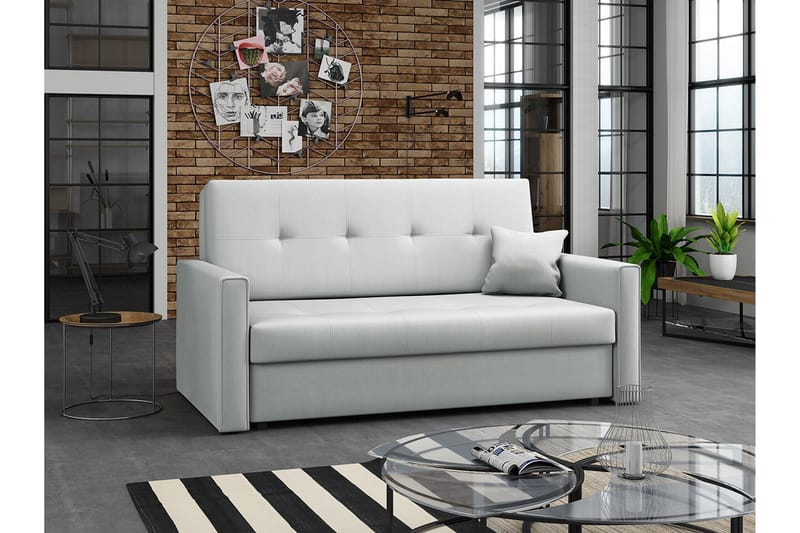 Denegal 2-sits liten bäddsoffa i Plysch - Grå - Möbler - Soffa - Bäddsoffa - 2 sits bäddsoffa