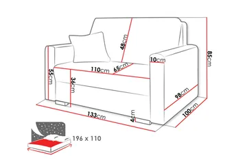 Denegal 2-sits liten bäddsoffa i Plysch - Grå - Möbler - Soffa - Bäddsoffa - 2 sits bäddsoffa