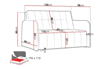 Denegal 2-sits Utdragbar Bäddsoffa 112x192 cm med Förvaring i Tyg - Cognac - Möbler - Soffa - Bäddsoffa - 2 sits bäddsoffa