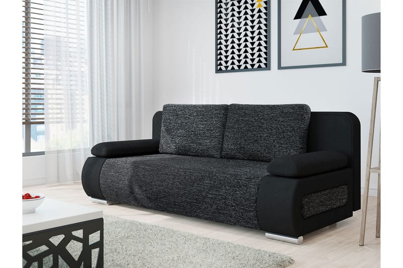 Emma Bäddsoffa 200x94x76 cm - Svart/Grå - Möbler - Soffa - Bäddsoffa - 2 sits bäddsoffa