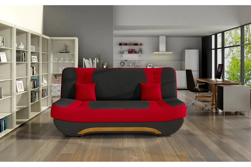 Fenga Bäddsoffa, Svart/Röd