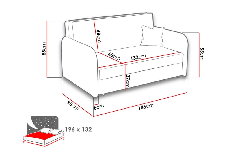 Hedensö Bäddsoffa - Blå - 2 sits bäddsoffa - Sammetssoffa