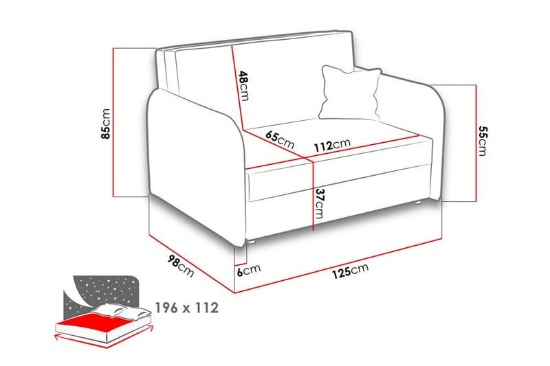 Hedensö Bäddsoffa - Grå - 2 sits bäddsoffa - Sammetssoffa