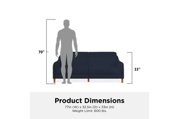 Jasper 2-sits Bäddsoffa Marinblå - Dorel Home - Möbler - Soffa - Bäddsoffa - 2 sits bäddsoffa