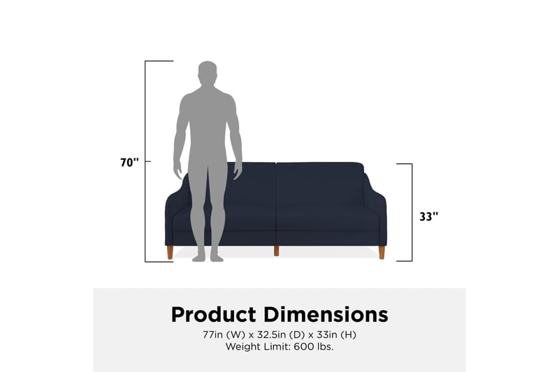 Jasper 2-sits Bäddsoffa Marinblå - Dorel Home - Möbler - Soffa - Bäddsoffa - 2 sits bäddsoffa