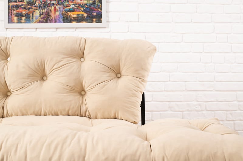 Jenica 2-sits Fällbar Bäddsoffa i Tyg med Metallben - Beige - Möbler - Soffa - Bäddsoffa - 2 sits bäddsoffa
