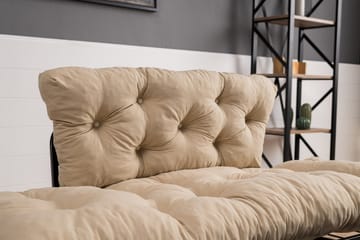 Jenica 2-sits Fällbar Bäddsoffa i Tyg med Metallben - Beige - Möbler - Soffa - Bäddsoffa - 2 sits bäddsoffa