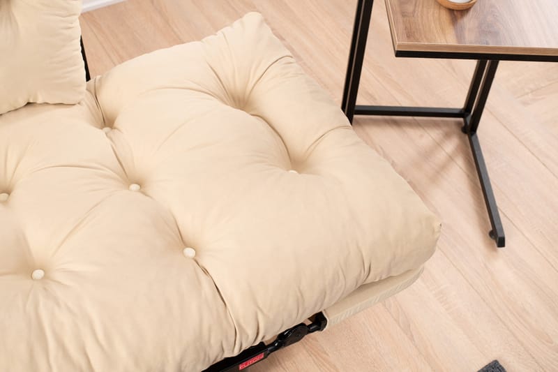 Jenica 2-sits Fällbar Bäddsoffa i Tyg med Metallben - Beige - Möbler - Soffa - Bäddsoffa - 2 sits bäddsoffa
