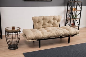 Jenica 2-sits Fällbar Bäddsoffa i Tyg med Metallben - Beige - Möbler - Soffa - Bäddsoffa - 2 sits bäddsoffa