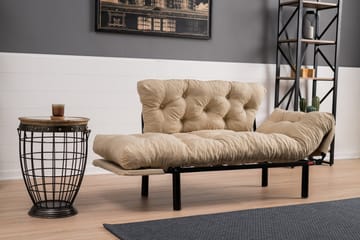 Jenica 2-sits Fällbar Bäddsoffa i Tyg med Metallben - Beige - Möbler - Soffa - Bäddsoffa - 2 sits bäddsoffa