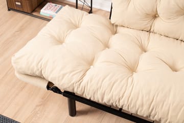 Jenica 2-sits Fällbar Bäddsoffa i Tyg med Metallben - Beige - Möbler - Soffa - Bäddsoffa - 2 sits bäddsoffa