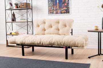 Jenica 2-sits Fällbar Bäddsoffa i Tyg med Metallben - Beige - Möbler - Soffa - Bäddsoffa - 2 sits bäddsoffa