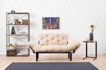 Jenica 2-sits Fällbar Bäddsoffa i Tyg med Metallben - Beige - Möbler - Soffa - Bäddsoffa - 2 sits bäddsoffa