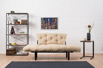 Jenica 2-sits Fällbar Bäddsoffa i Tyg med Metallben - Beige - Möbler - Soffa - Bäddsoffa - 2 sits bäddsoffa