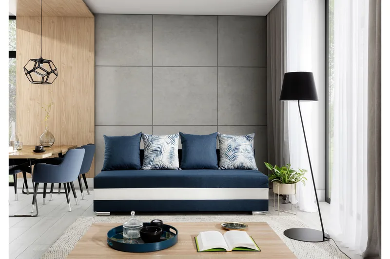 Karolez Bäddsoffa - Blå/Vit - Möbler - Soffa - Bäddsoffa - 2 sits bäddsoffa