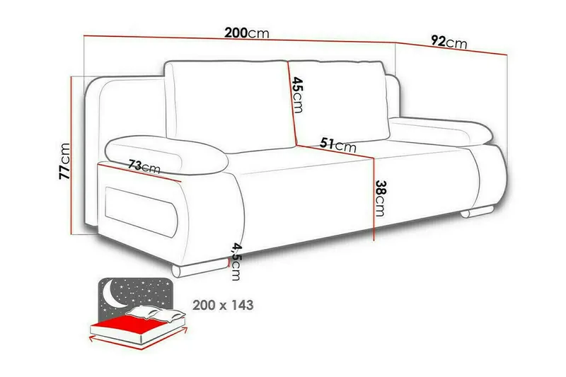 Kintore 2-sits Bäddsoffa NO_BRAND Dark blue - Möbler - Soffa - Bäddsoffa - 2 sits bäddsoffa