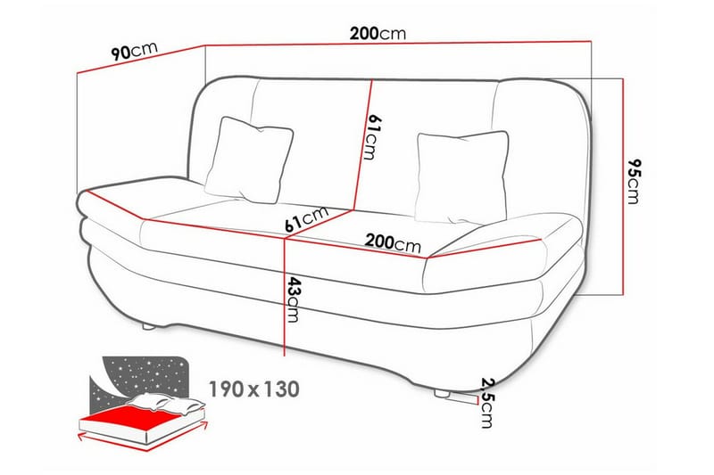 Kintore 2-sits Bäddsoffa NO_BRAND White - Möbler - Soffa - Bäddsoffa - 2 sits bäddsoffa