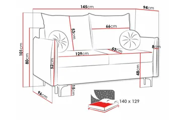 Knocklong 2-sits Bäddsoffa - Mörkgrå - Möbler - Soffa - Bäddsoffa - 2 sits bäddsoffa