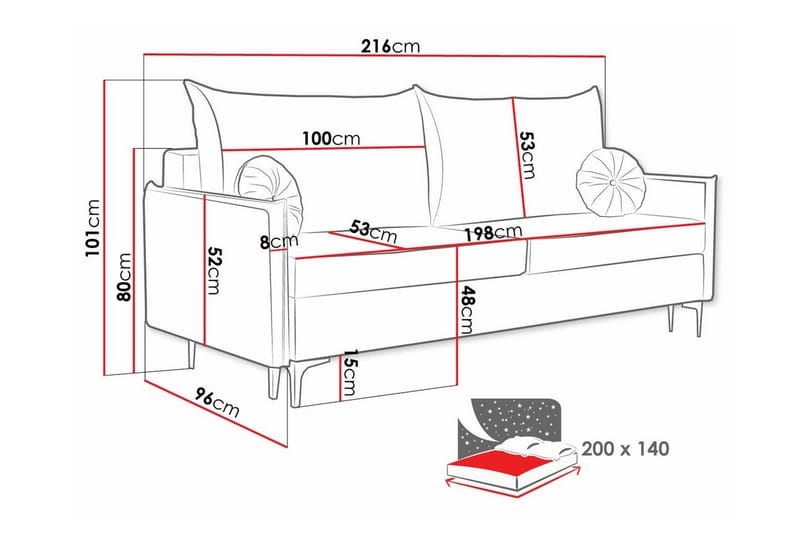 Knocklong 2-sits Bäddsoffa NO_BRAND beige - Möbler - Soffa - Bäddsoffa - 2 sits bäddsoffa