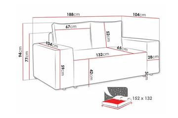 Knocklong 2-sits Bäddsoffa NO_BRAND Cream - Möbler - Soffa - Bäddsoffa - 2 sits bäddsoffa