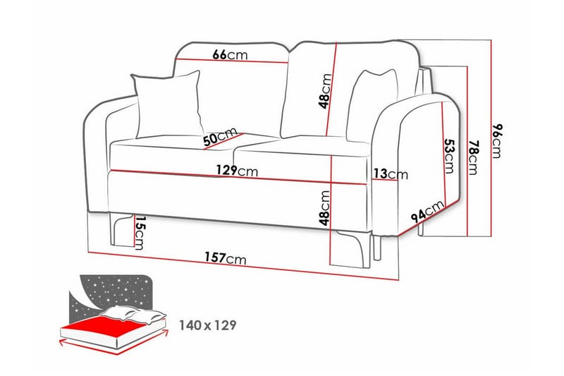 Knocklong 2-sits Bäddsoffa NO_BRAND Dark blue - Möbler - Soffa - Bäddsoffa - 2 sits bäddsoffa