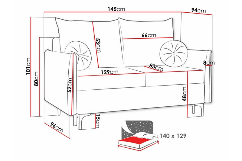 Knocklong 2-sits Längsbäddad Bäddsoffa 129x140 cm med Förvaring i Sammet - Grön - Möbler - Soffa - Bäddsoffa - 2 sits bäddsoffa