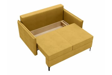Knocklong 2-sits Längsbäddad Bäddsoffa 129x140 cm med Förvaring i Sammet - Grön - Möbler - Soffa - Bäddsoffa - 2 sits bäddsoffa