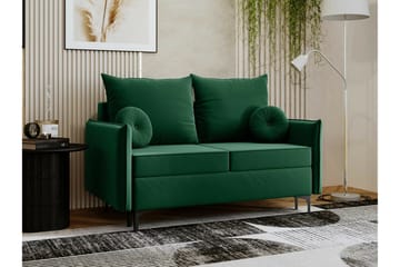 Knocklong 2-sits Längsbäddad Bäddsoffa 129x140 cm med Förvaring i Sammet - Grön - Möbler - Soffa - Bäddsoffa - 2 sits bäddsoffa