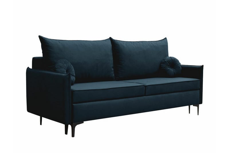 Knocklong 2-sits Längsbäddad Bäddsoffa 140x200 cm med Förvaring i Sammet, Blå