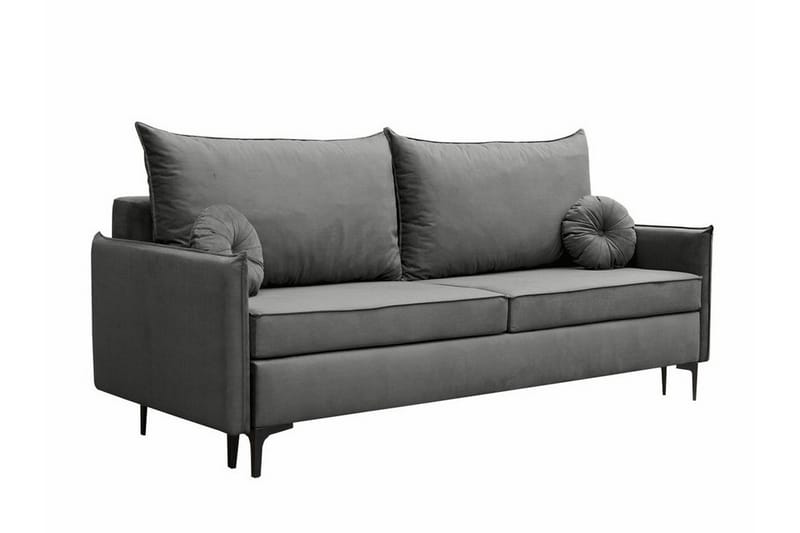 Knocklong 2-sits Längsbäddad Bäddsoffa 140x200 cm med Förvaring i Sammet, Grå