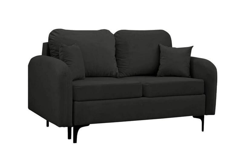 Knocklong 2-sits Utdragbar Bäddsoffa med Rundade Armstöd i Tyg, Svart