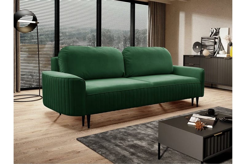 Laytown 2-sits Längsbäddad Bäddsoffa 140x200 cm med Förvaring i Sammet - Grön - Möbler - Soffa - Bäddsoffa - 2 sits bäddsoffa