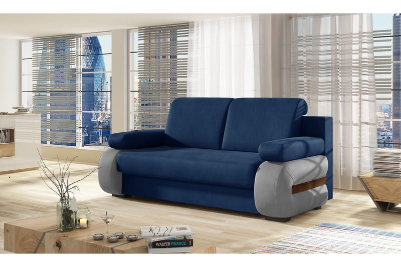 Madrido 2-sits Bäddsoffa, Blå/Grå