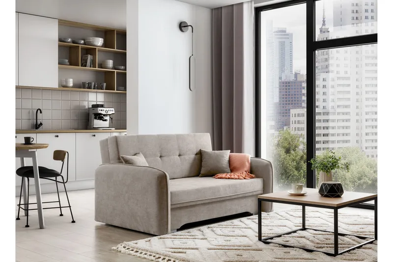Manita Bäddsoffa med Förvaring 2-sits - Beige - Möbler - Soffa - Bäddsoffa - 2 sits bäddsoffa