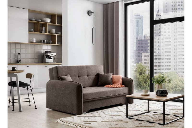 Manita Bäddsoffa med Förvaring 2-sits - Mörkbrun - Möbler - Soffa - Bäddsoffa - 2 sits bäddsoffa