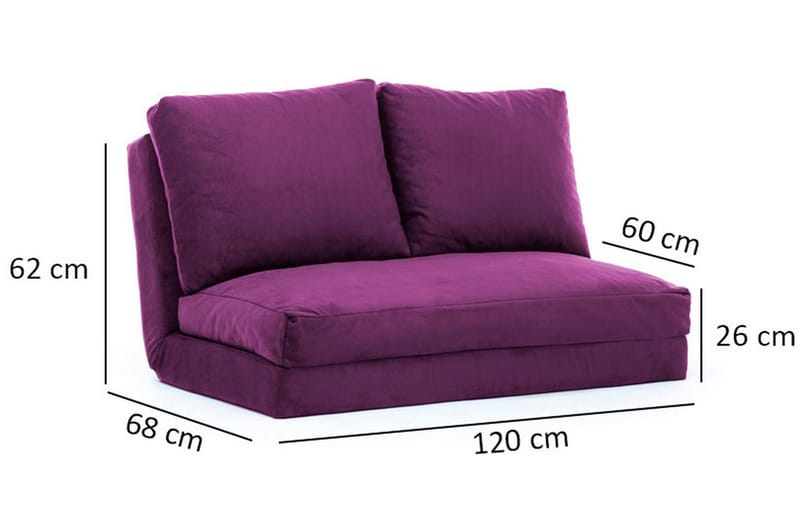 Maydena Bäddsoffa 2-sits 120x185 - Lila - Möbler - Soffa - Bäddsoffa - 2 sits bäddsoffa