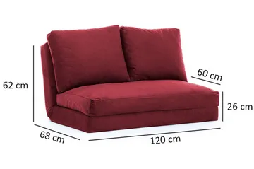 Maydena Bäddsoffa 2-sits 120x185 - Maroon - Möbler - Soffa - Bäddsoffa - 2 sits bäddsoffa