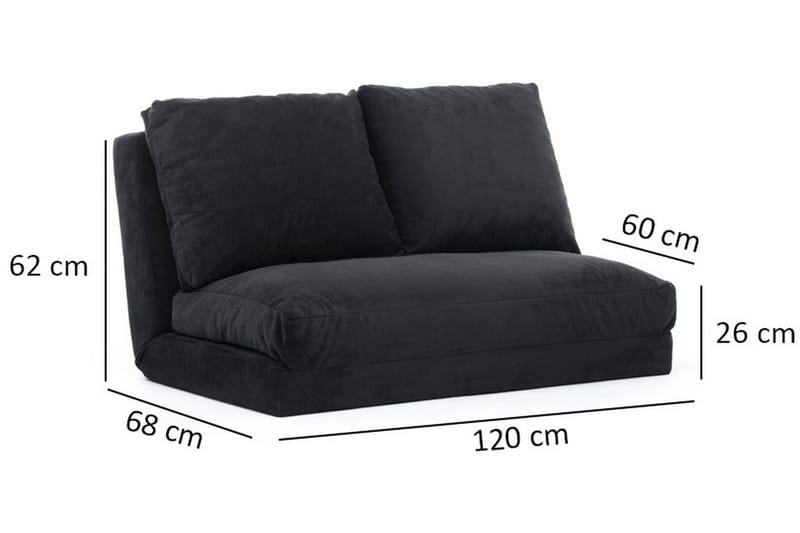 Maydena Bäddsoffa 2-sits 120x185 - Svart - Möbler - Soffa - Bäddsoffa - 2 sits bäddsoffa