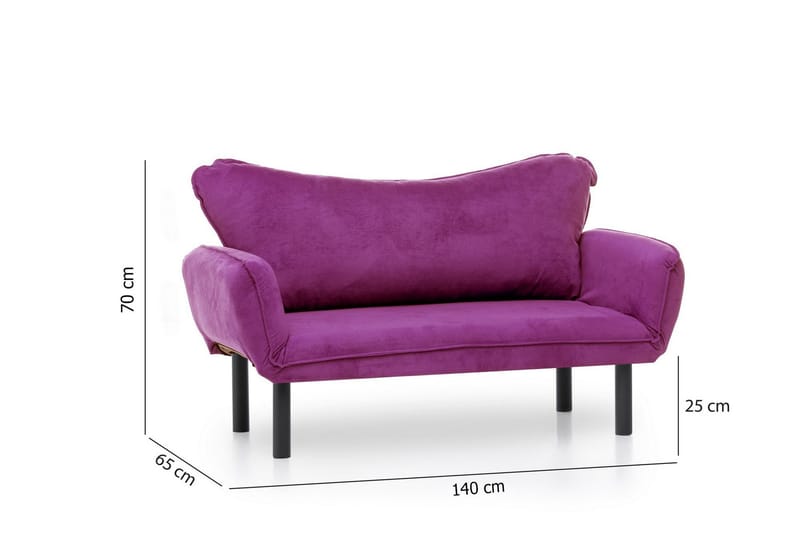 Mezonzo 2-sits Längsbäddad Fällbar Bäddsoffa 65x180 cm i Sammet - Lila - Möbler - Soffa - Bäddsoffa - 2 sits bäddsoffa