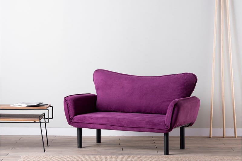 Mezonzo 2-sits Längsbäddad Fällbar Bäddsoffa 65x180 cm i Sammet - Lila - Möbler - Soffa - Bäddsoffa - 2 sits bäddsoffa